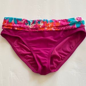 Pink Bikini Bottoms with multi colored band on waist.  Size 6 . The Bleu 🆕